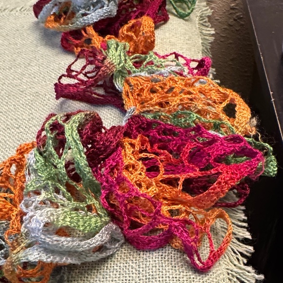 Multi-colored Crochet Ruffled Scarf - Picture 6 of 16